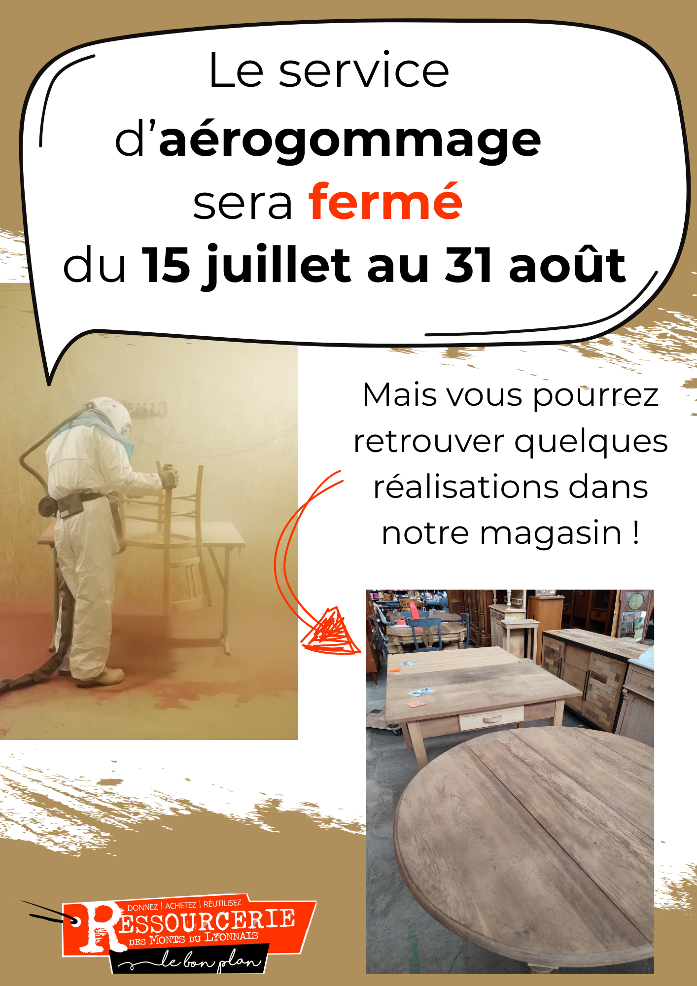 Le service aérogommage est fermé du 15 juillet au 31 août
