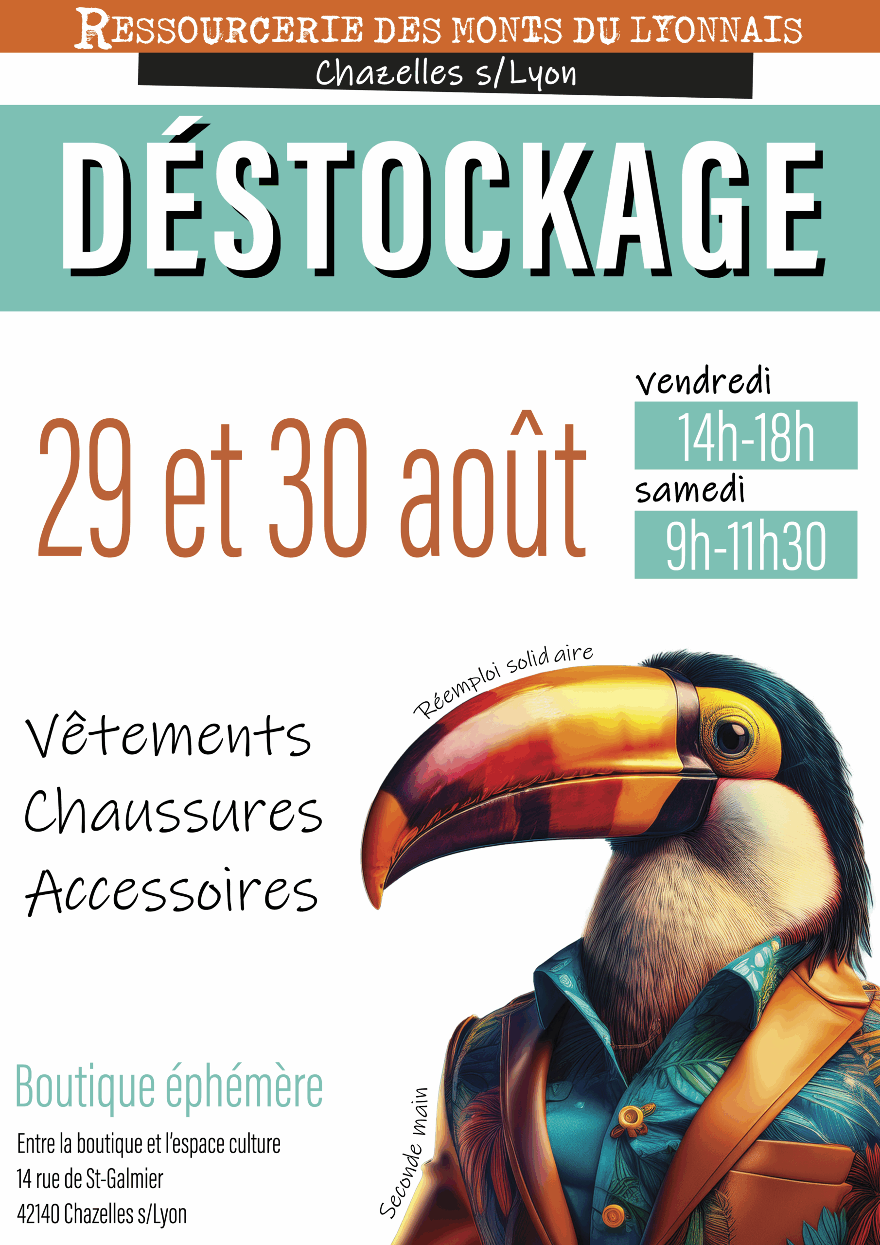 Déstockage Vêtements à Chazelles 29 et 30 août