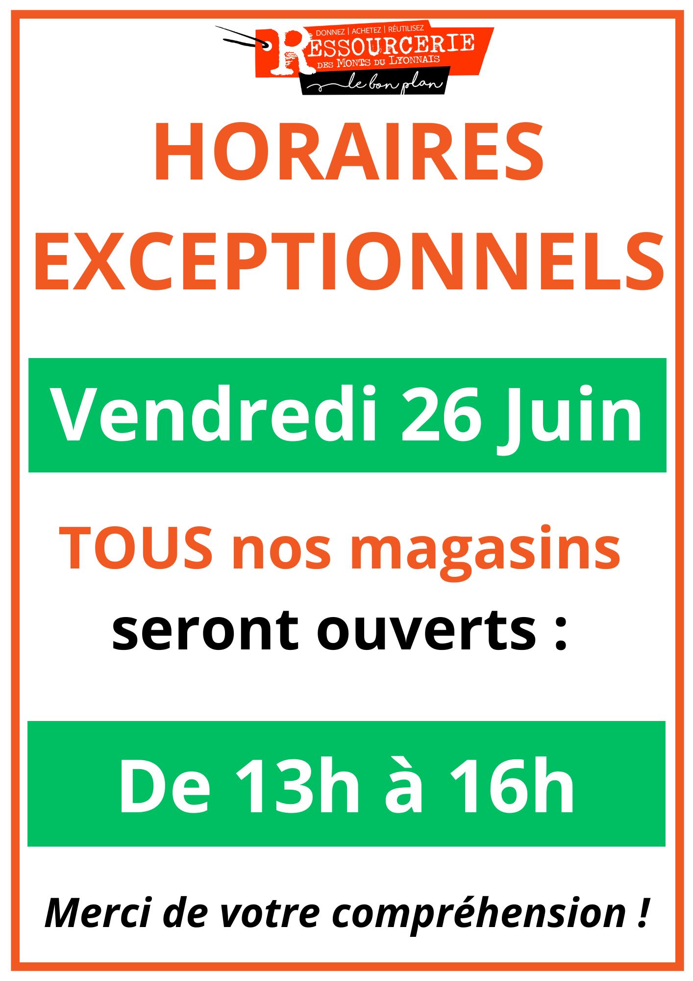 Magasins ouverts de 13h à 16h