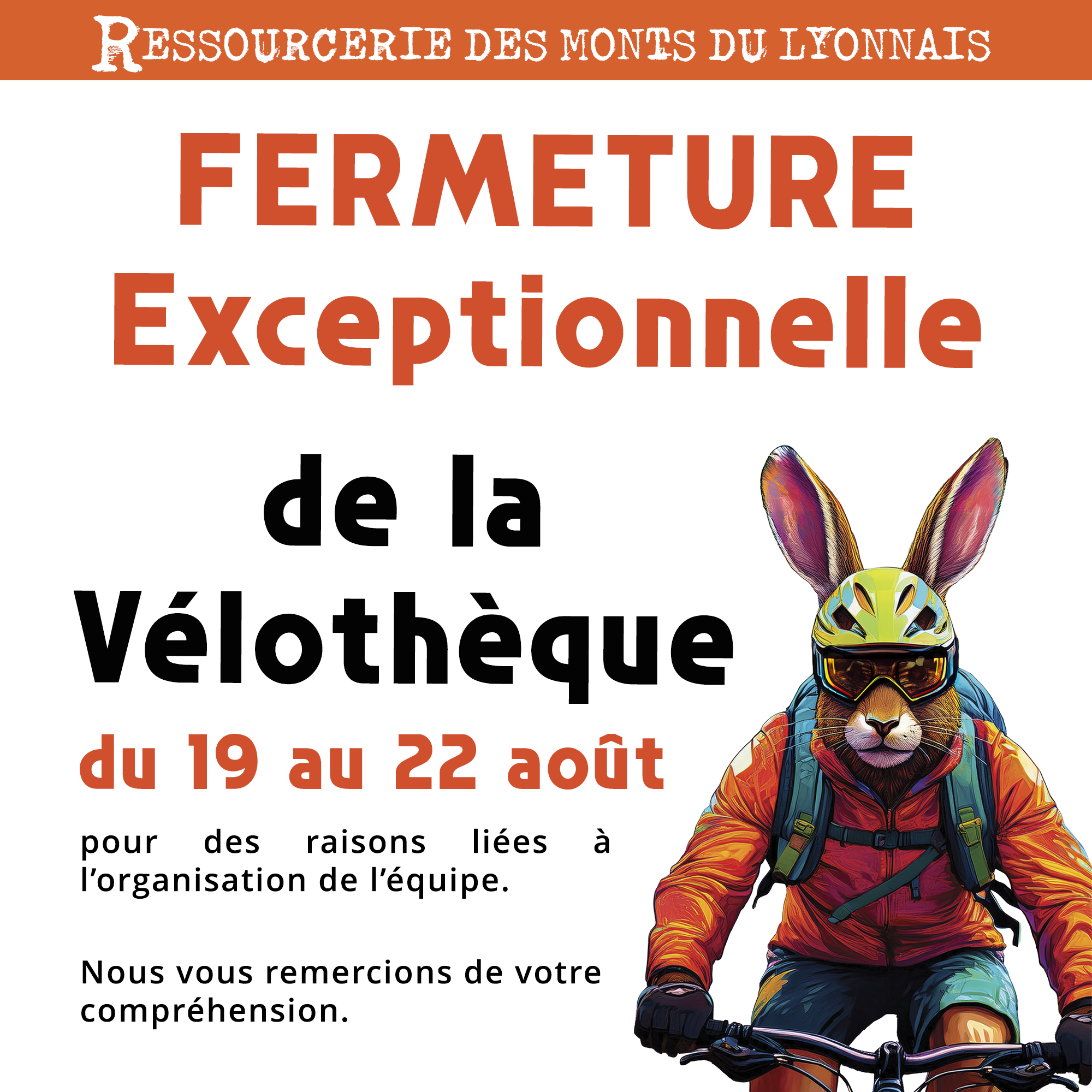 Fermeture exceptionnelle Vélothèque