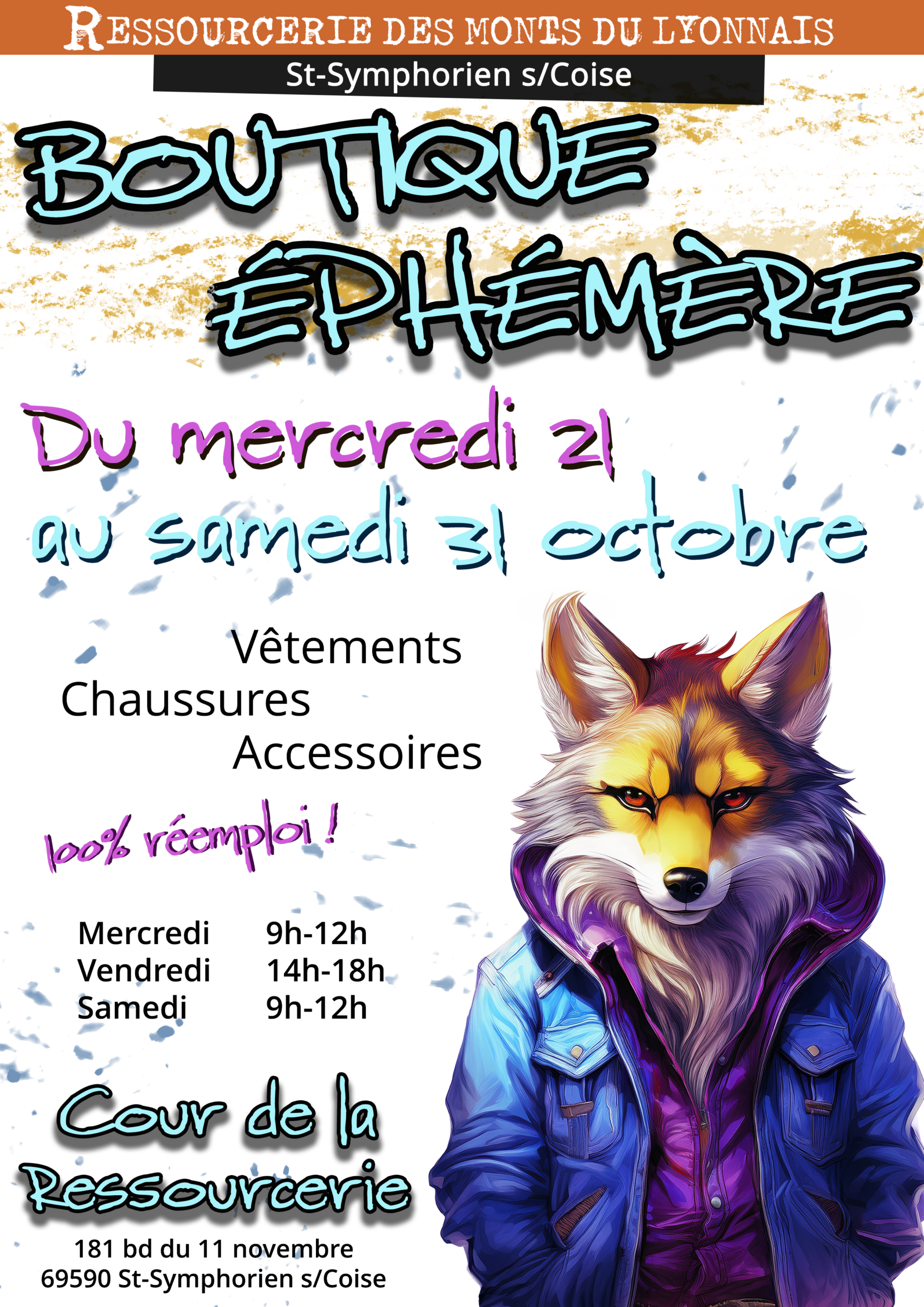 Boutique Éphémère du mercredi 21 au samedi 31 octobre - St-Symphorien